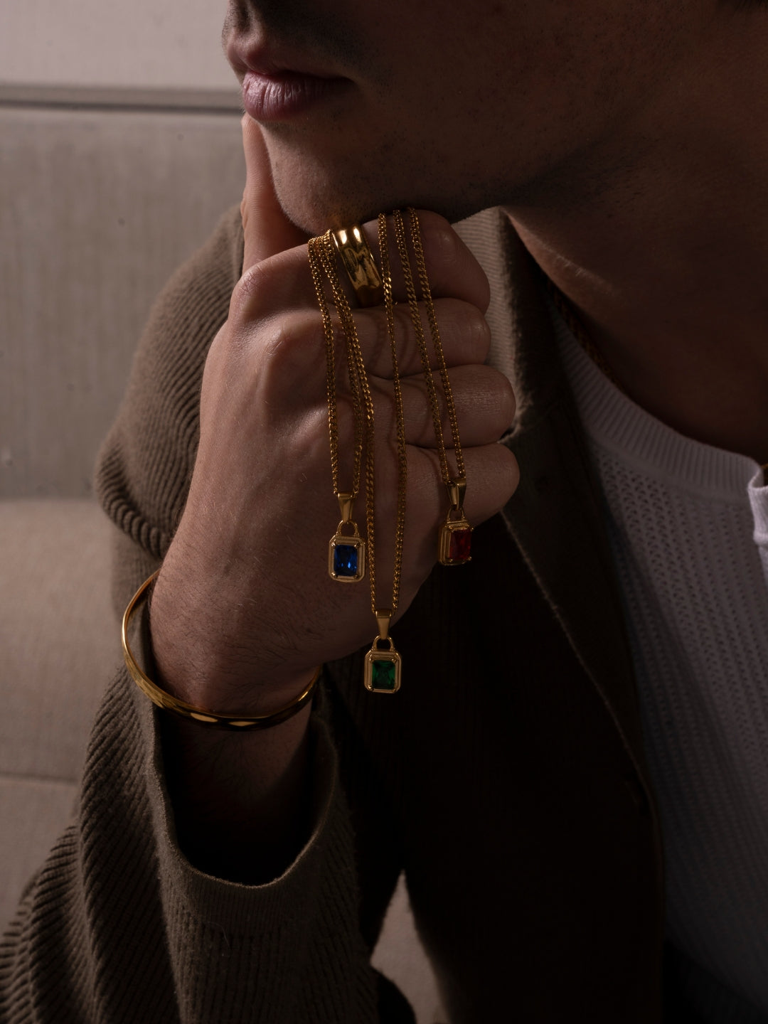 CHAÎNE EN PIERRES PRÉCIEUSES OCÉAN | Or 18 carats