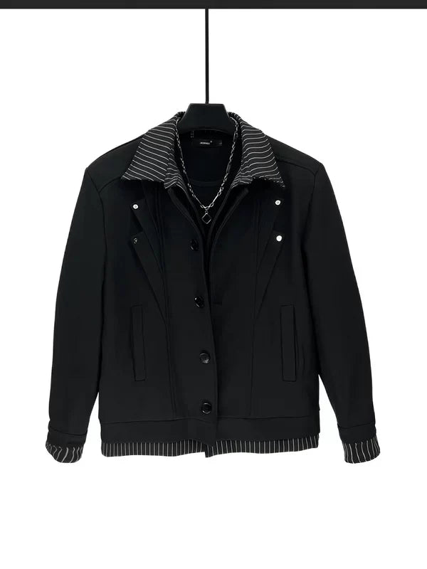 Veste déstructurée à revers rayé superposés