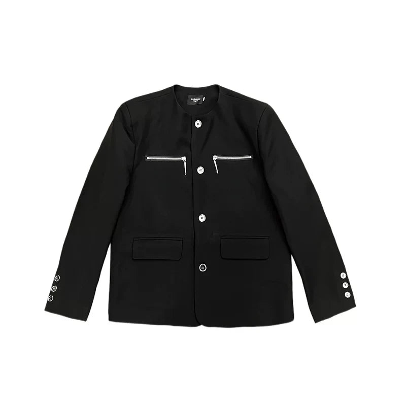 Veste de costume minimaliste sans col