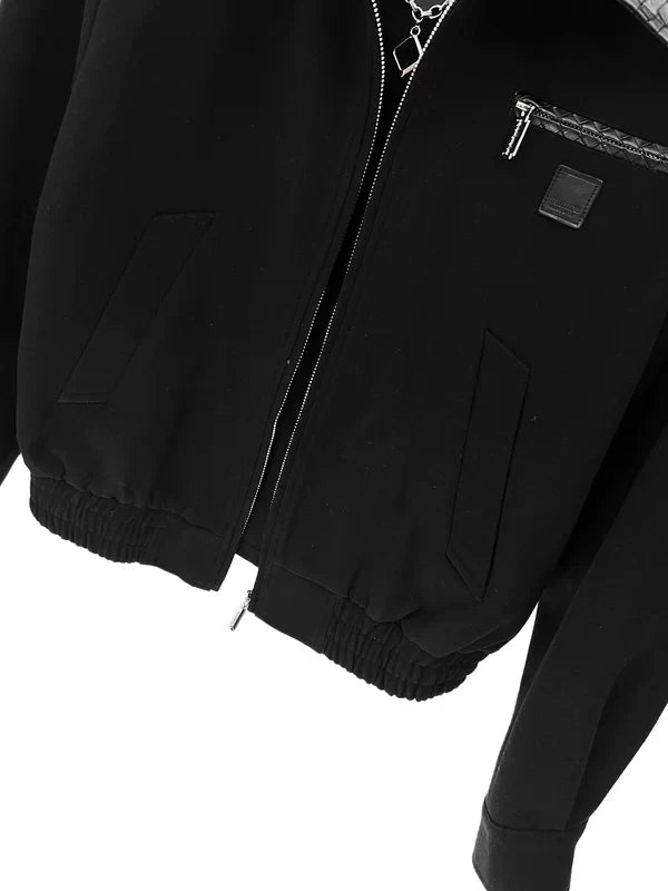 Veste courte zippée à revers colorblock