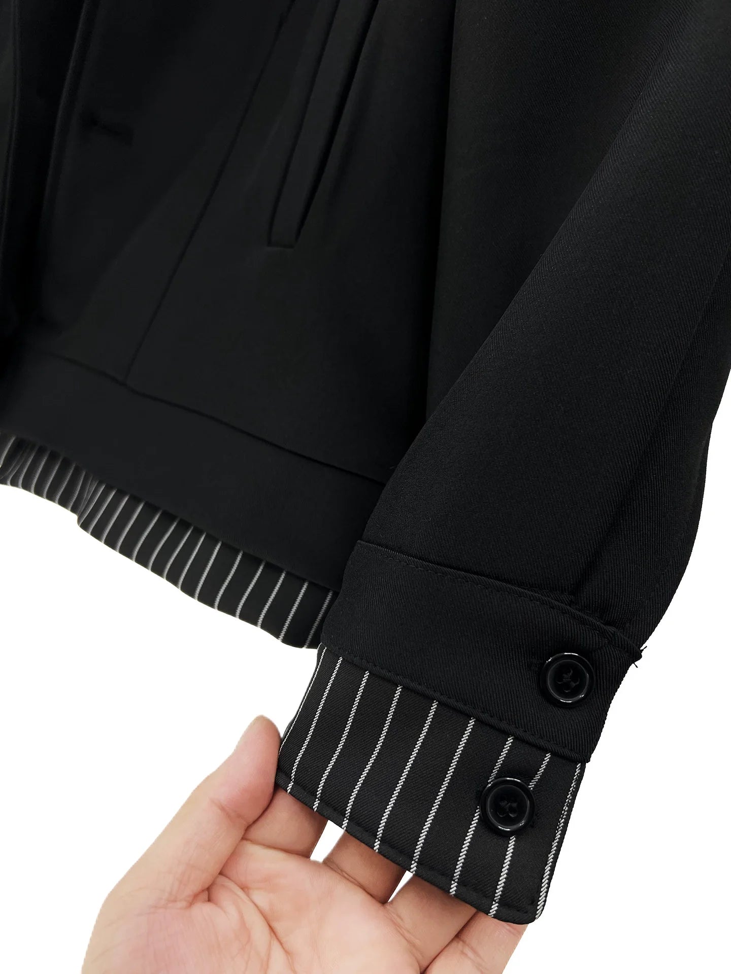 Layered Striped Lapel Deconstructed Jacket