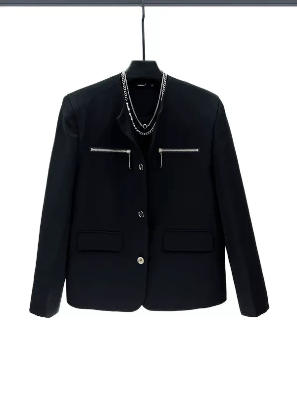 Veste de costume minimaliste sans col 