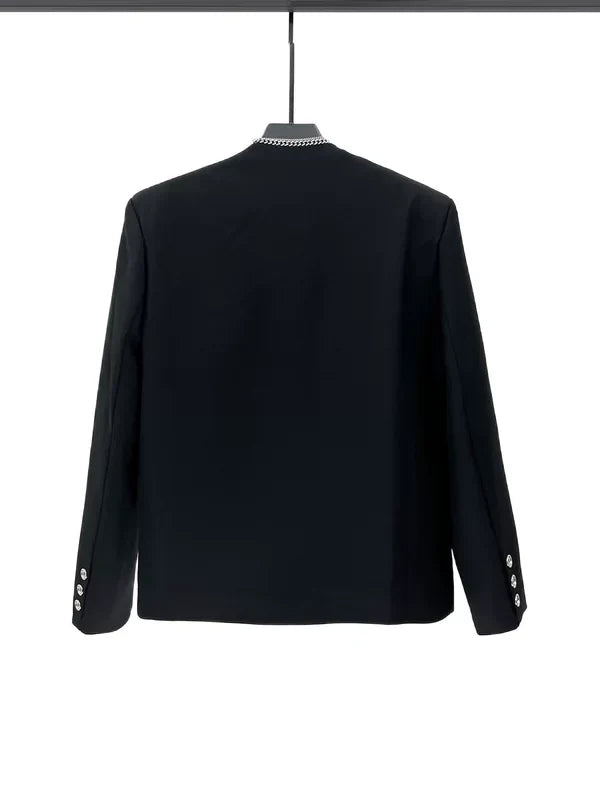 Veste de costume minimaliste sans col 