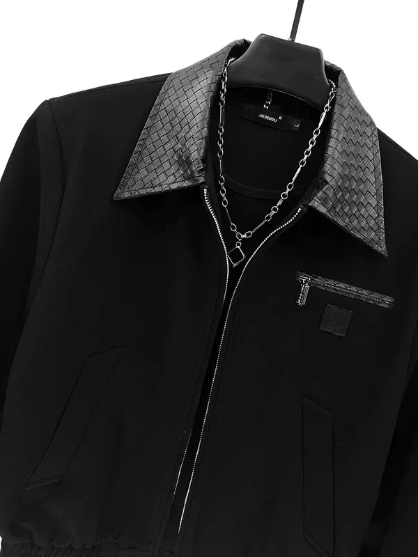 Veste courte zippée à revers colorblock 