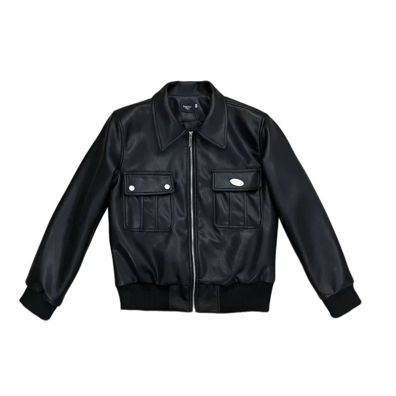 Quilted Leather Motorcycle Short Jacket