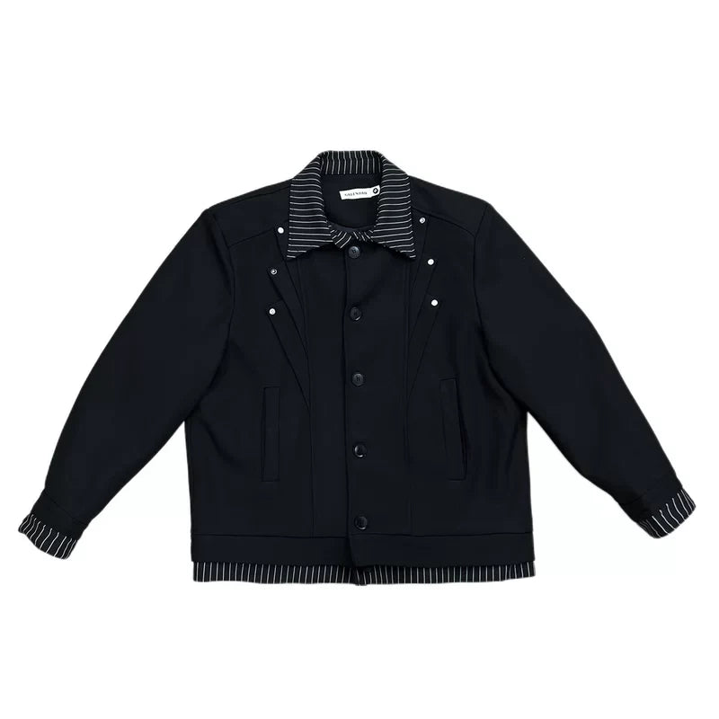 Veste déstructurée à revers rayé superposés 