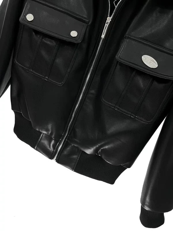 Quilted Leather Motorcycle Short Jacket