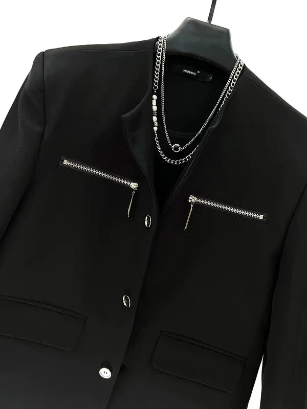 Minimalist Collarless Suit Jacket