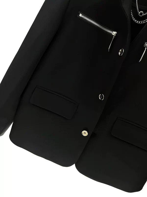 Minimalist Collarless Suit Jacket